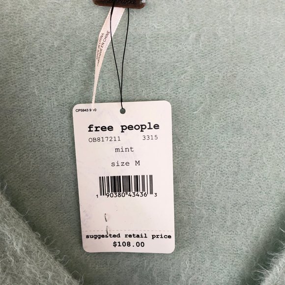 NWT FREE PEOPLE Princess V-Neck Sweater Mint #AU19 - Picture 8 of 8